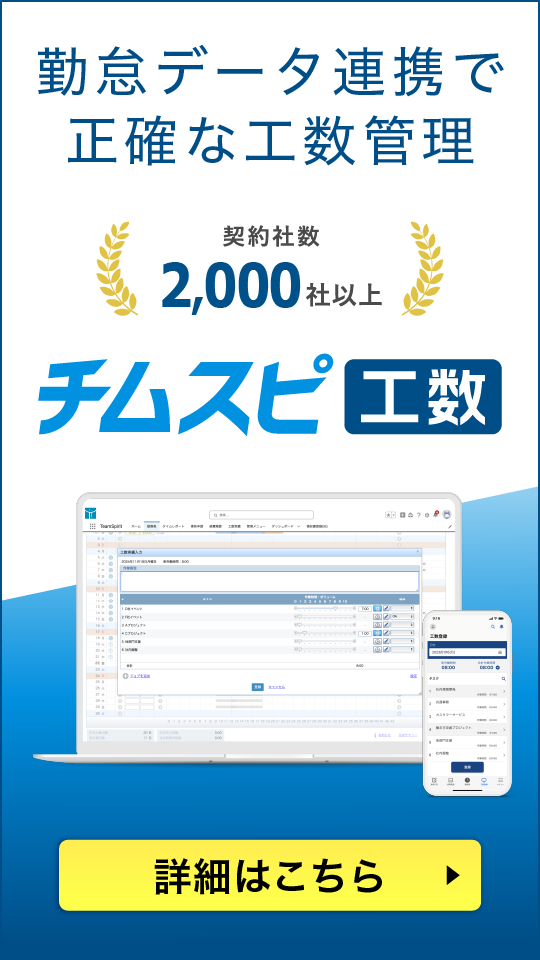 勤怠データ連携で正確な工数管理_チムスピ工数_詳細はこちら